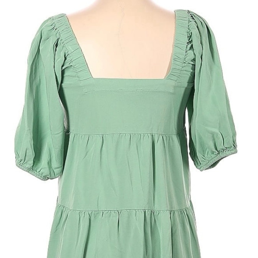 Shinestar Green Puff Sleeve Mini Dress